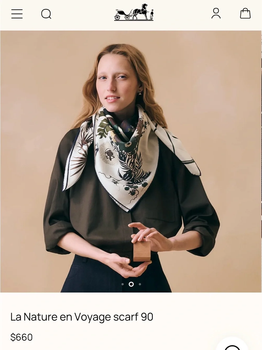 NWT - Hermes - La Nature en Voyage Scarf 90 - Blanc/Vert Loden